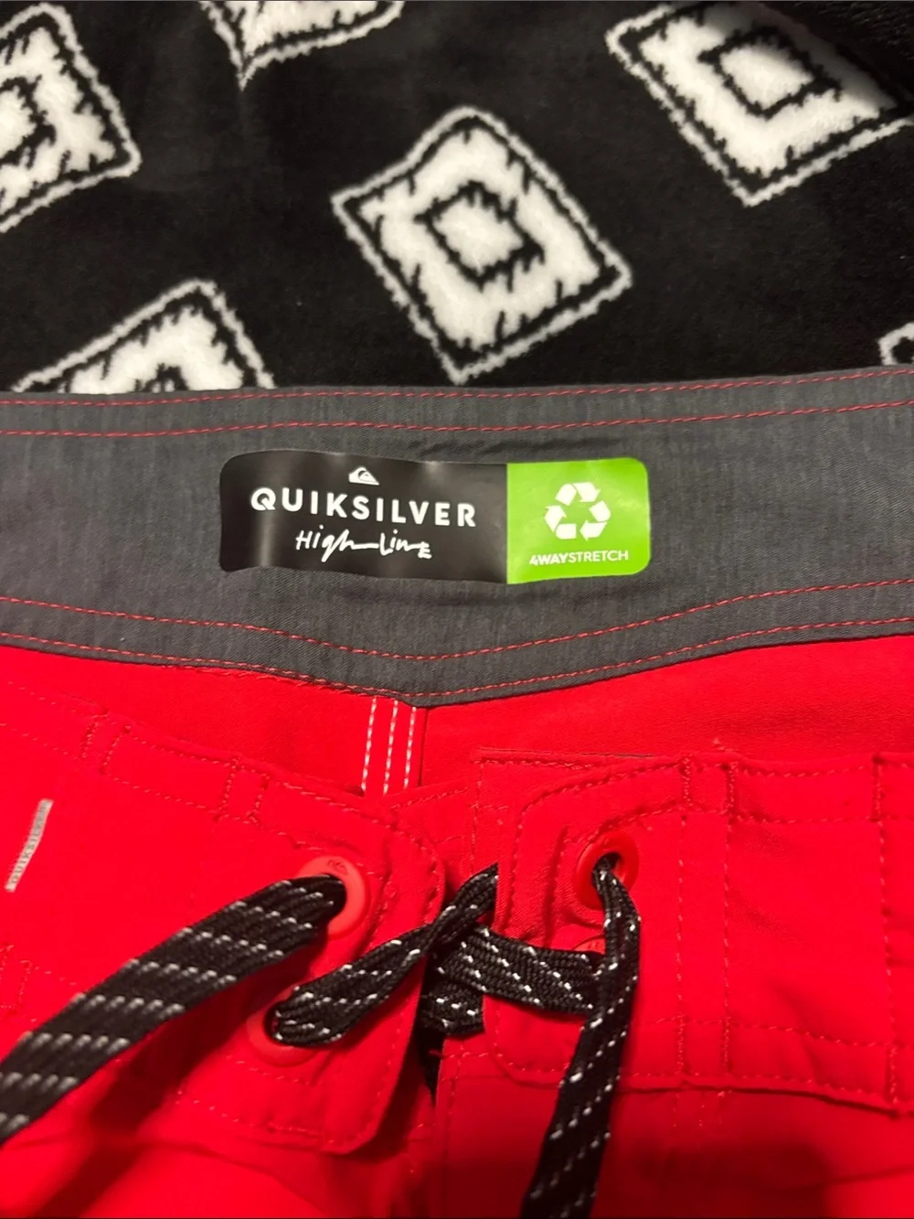 Quiksilver Red Men's Boardshorts with Black Drawstring